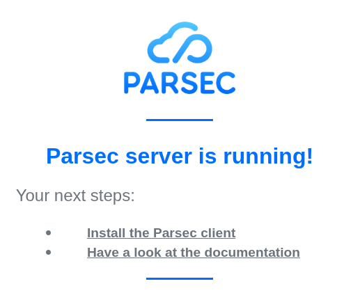 Parsec Server is up and running