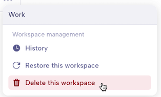 Workspace context delete button