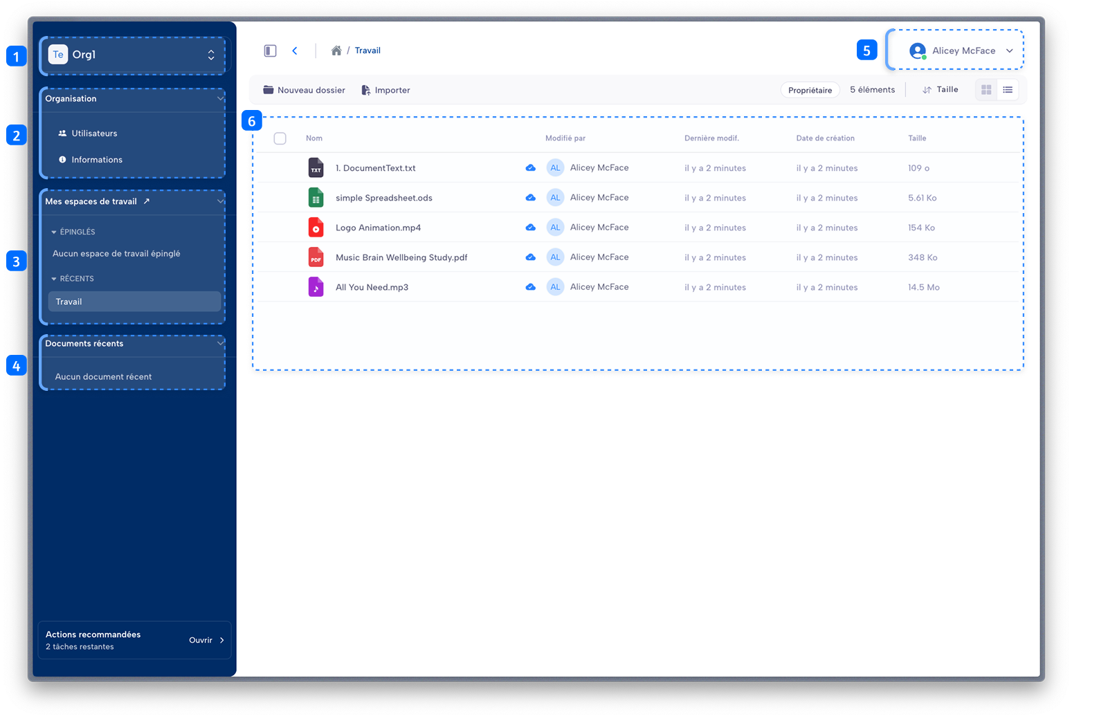 Aperçu de l'interface utilisateur de Parsec